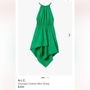 ALC Olympia Green cotton poplin Halter Dress Size 0